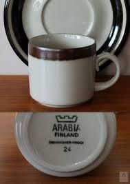 Arabia Karelia kahvikupit plus aluslautaset. 6 kpl