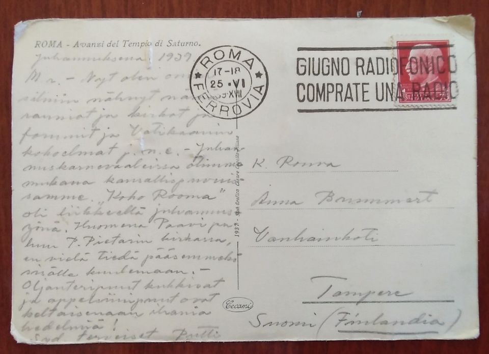 Postikortti vuodelta 1939
