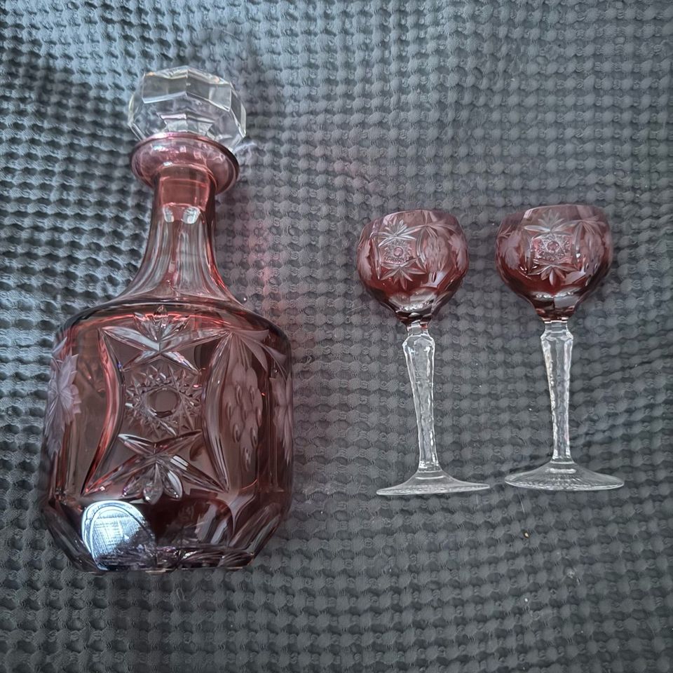 Nachtmann kristalli decanter ja 2 lasia