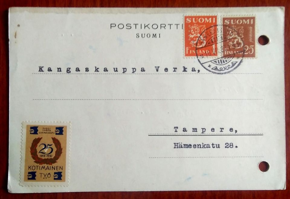 Postikortti vuodelta 1937