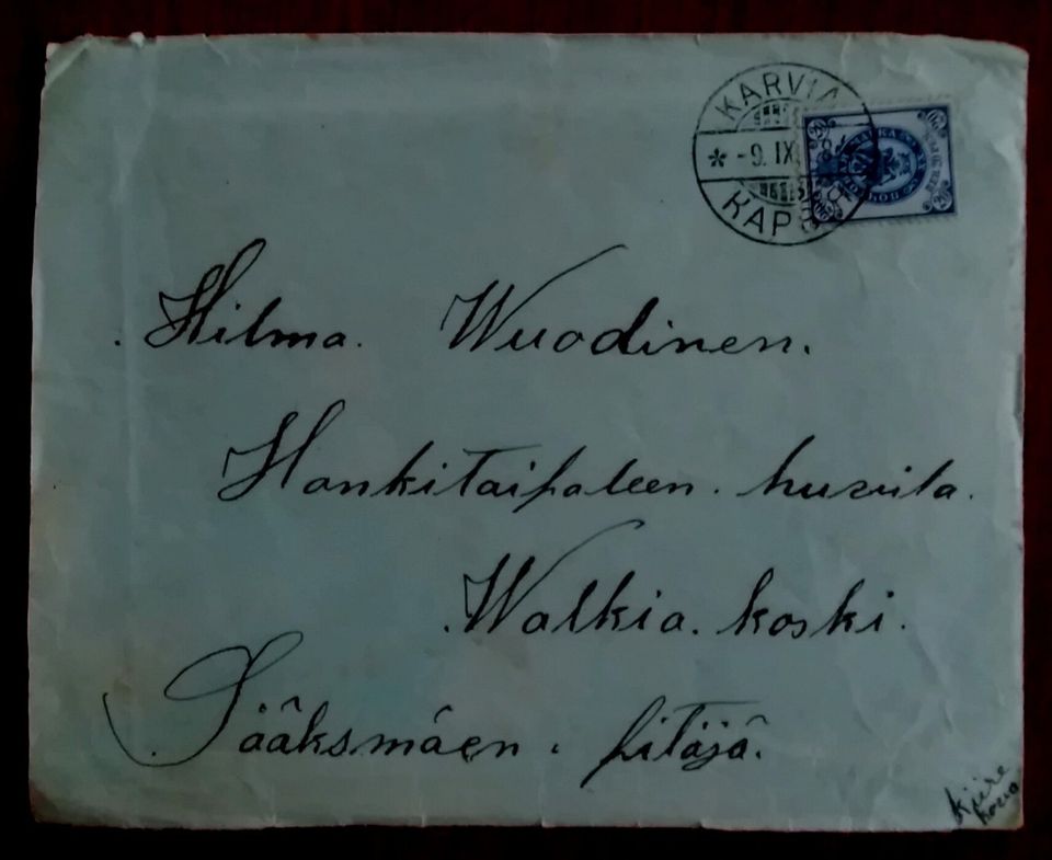 Kirjekuori sisältöineen 1908