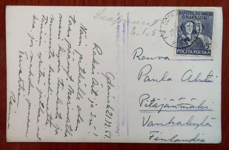 Postikortti Puolasta vuodelta 1951