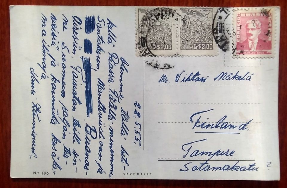 Postikortti Brasiliasta 1955