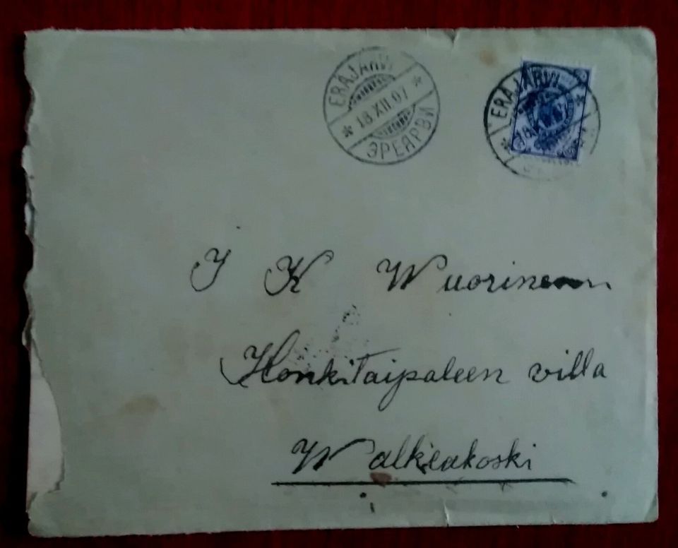 Kirjekuori sisältöineen 1907