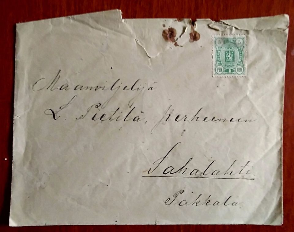 Kirjekuori vuodelta 1899