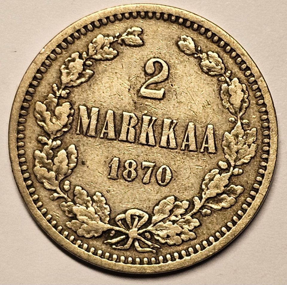 2 markkaa vuodelta 1870