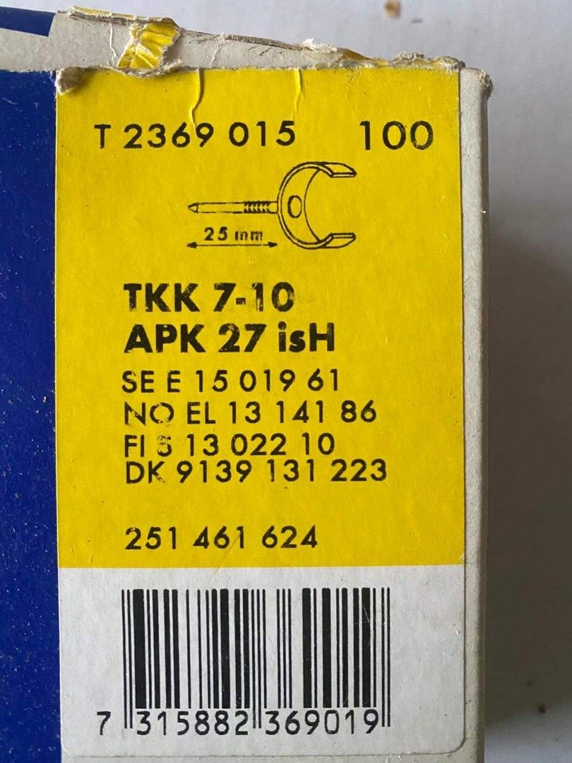 Thorsman TKK 7-10 Lyöntikiinnike Valkoinen 25mm