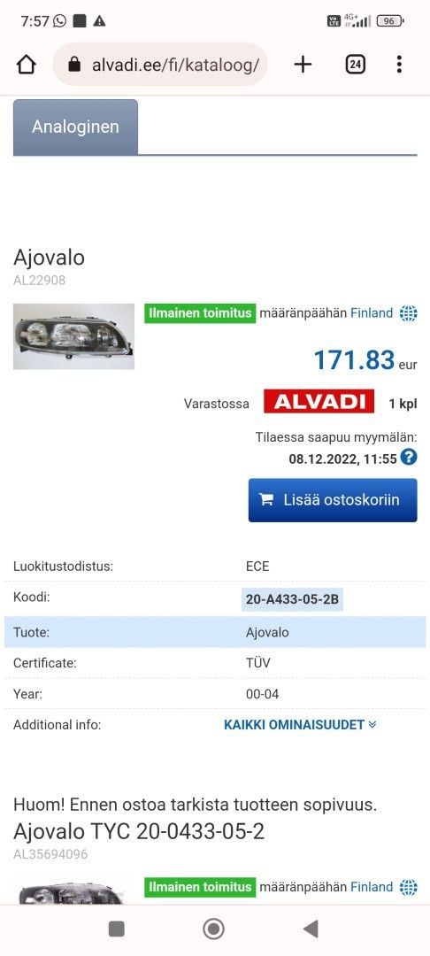 Volvo s60/1 V70/2 ajovaloumpio