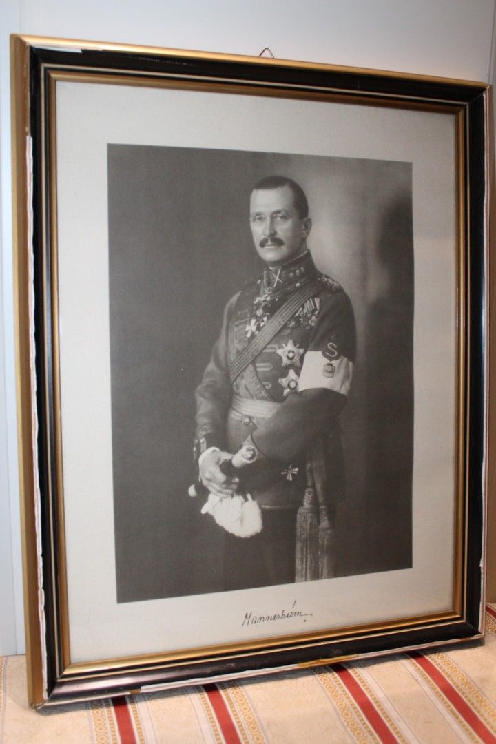 Mannerheim taulu 50x40cm vanha painokuva 40-luku