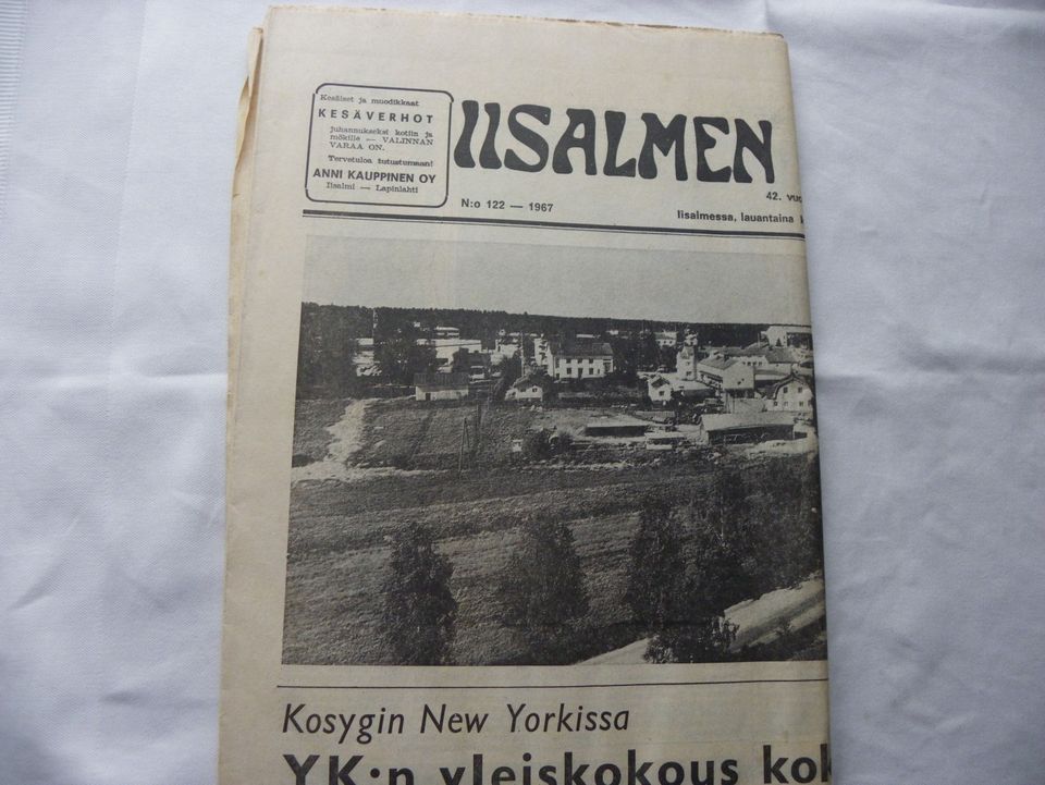 Vanha Iisalmen Sanomat-lehti v. 1967