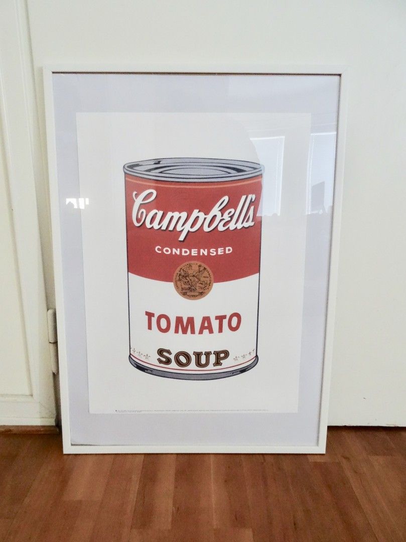 Campbells tomato soup juliste Jyskin kehyksessä