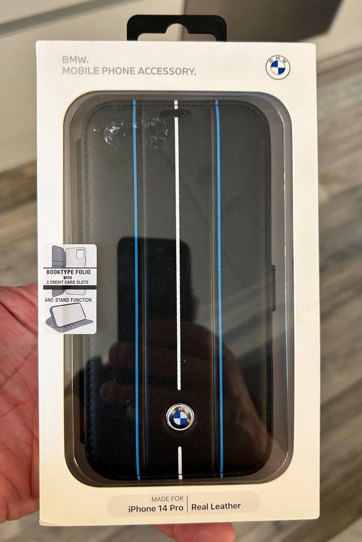 IPhone 14 pro BMW nahkainen suojakotelo