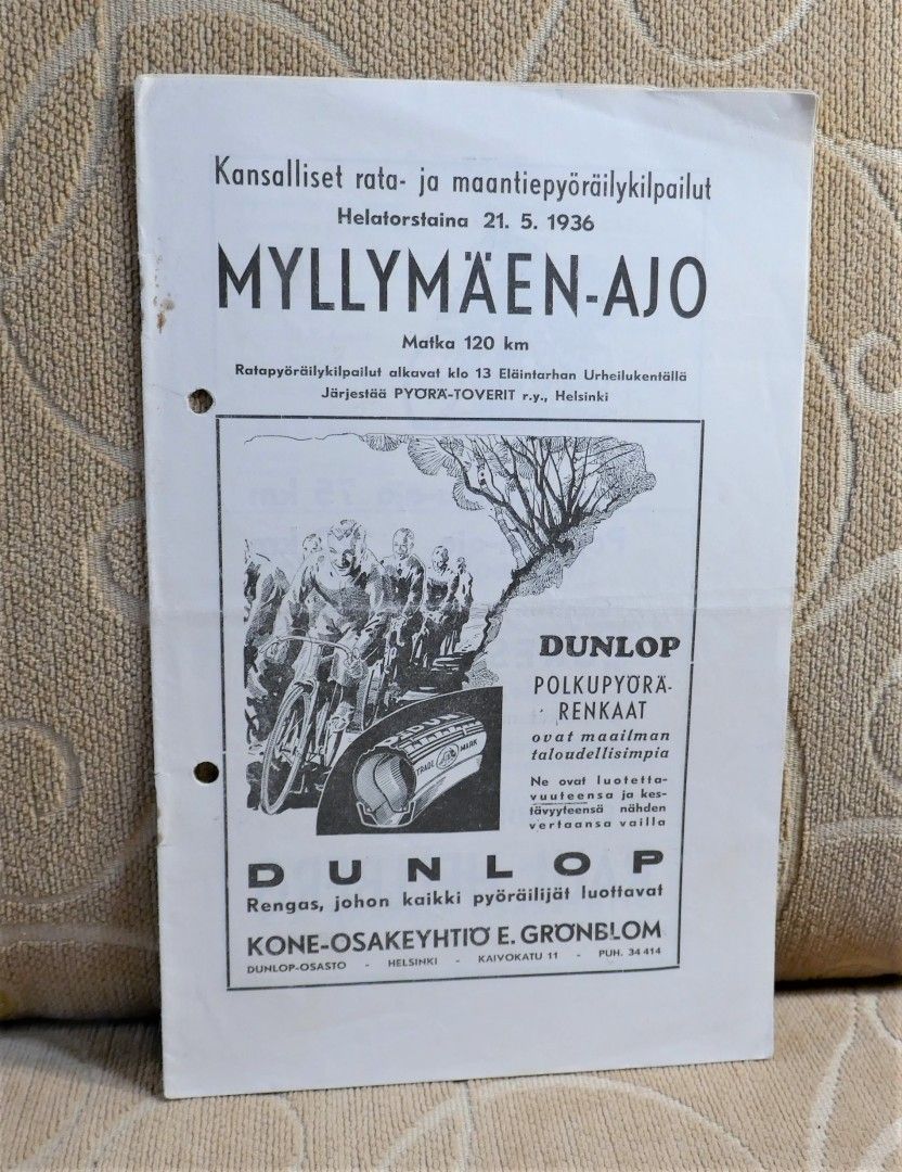 Polkupyöräkilpailu 1936 ja 1937 ohjelmalehdet