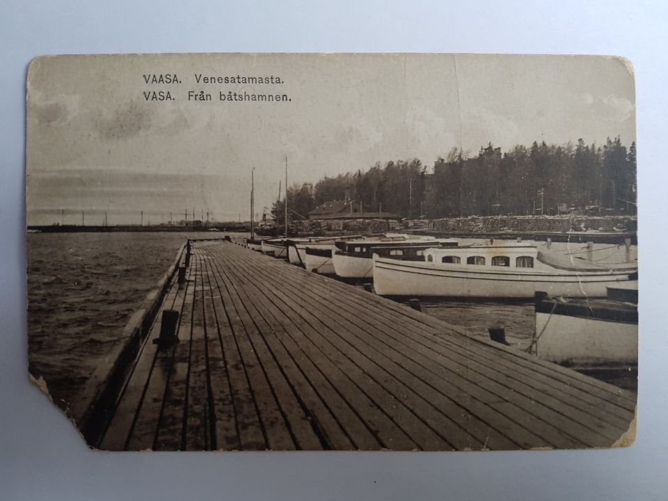 Vaasa venesatama antiikkinen postikortti