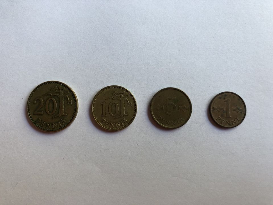 Kolikot 20,10,5,1 penniä 1963, Suomi