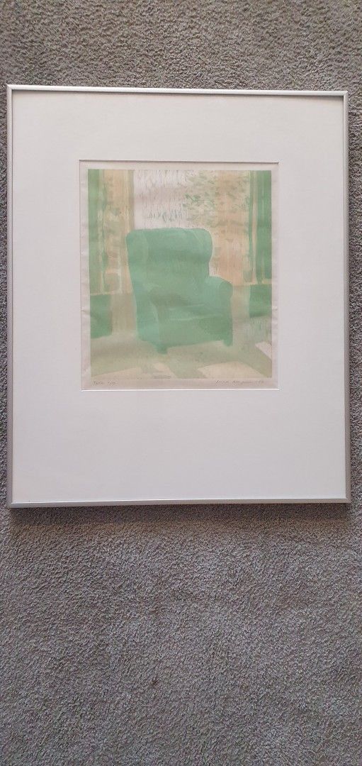 Grafiikka Anna Alapuro taulu vihreä nojatuoli -87
