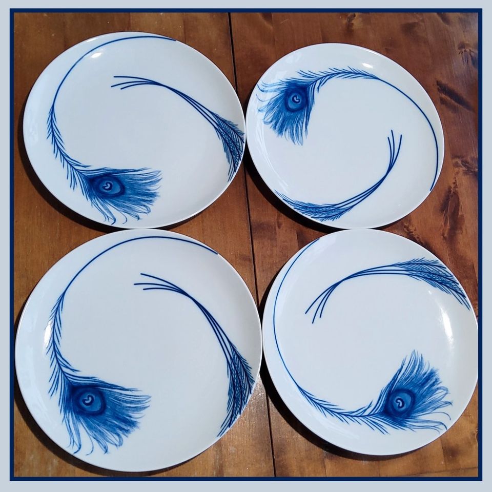 Apilanlehti Peacock blue ruokalautaset 4kpl