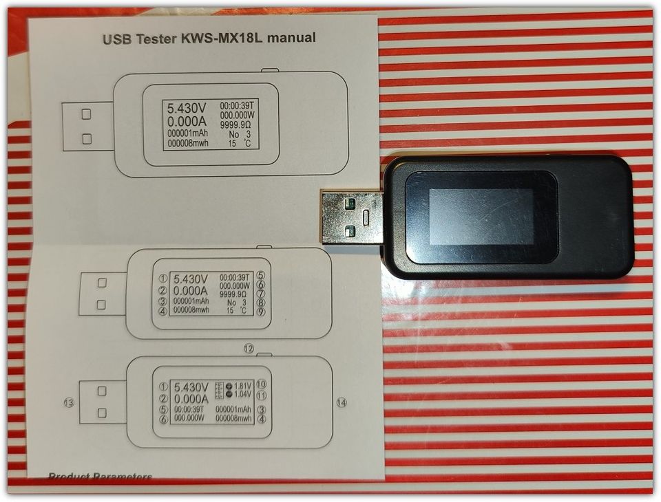 Uusi USB A 10-in-1 USB jännite- ja virtamittari