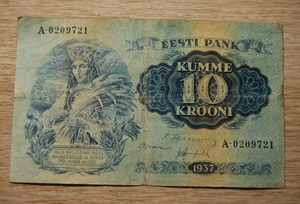 Eesti 10 Krooni vuodelta 1937 Viro