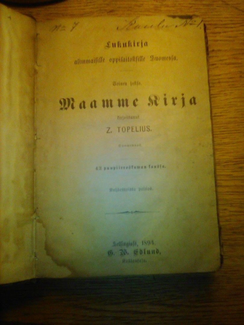 Z. Topeliuksen Maamme-kirja vuodelta 1894