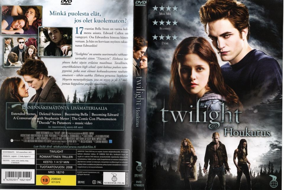 Twilight DVD:t 5 kpl