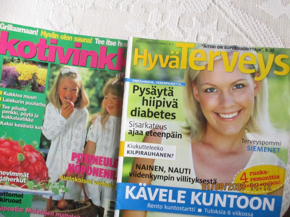 Lehdet kotivinkki v.1995 ja hyvä terveys v.2009