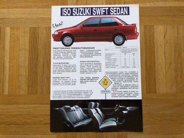 Esite Suzuki Swift Sedan vuodelta 1990
