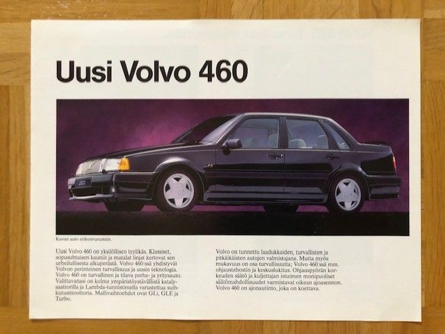 Esite Volvo 460 1990 tekniset tiedot ja varusteet