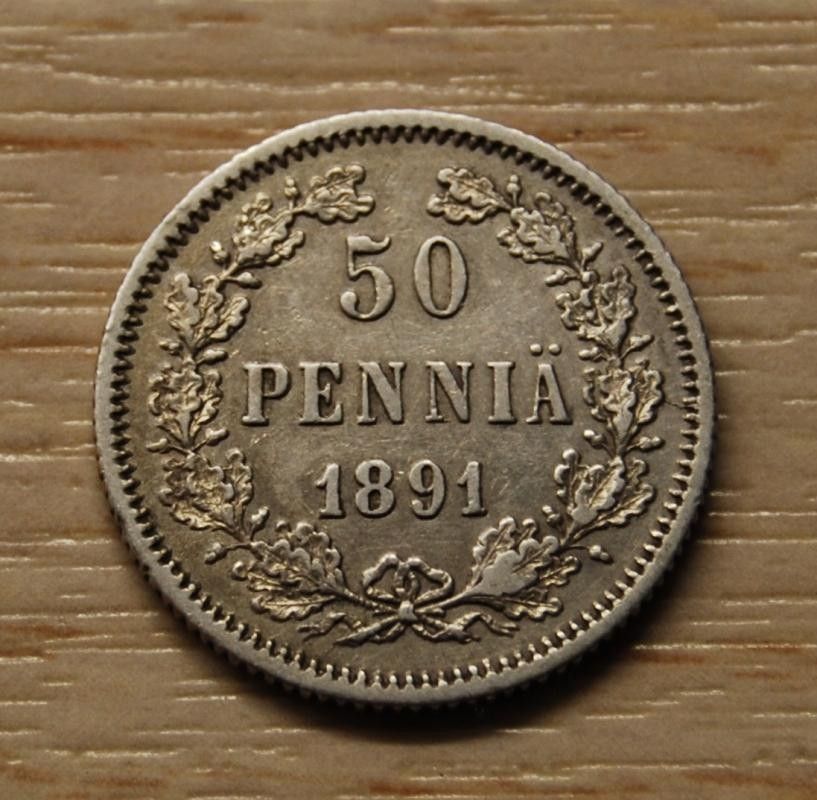 50 Penni 1911, Nikolai II,Hopeaa