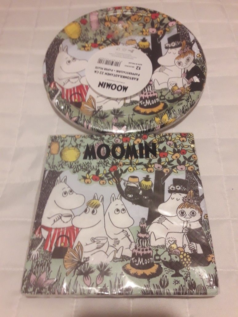 UUSI Moomin Party Muumi lautanen ja lautasliina