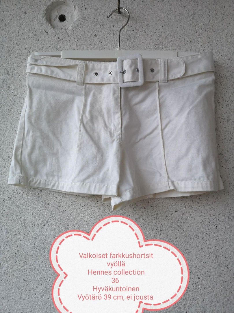 Hennes collection valkoiset shortsit vyöllä S