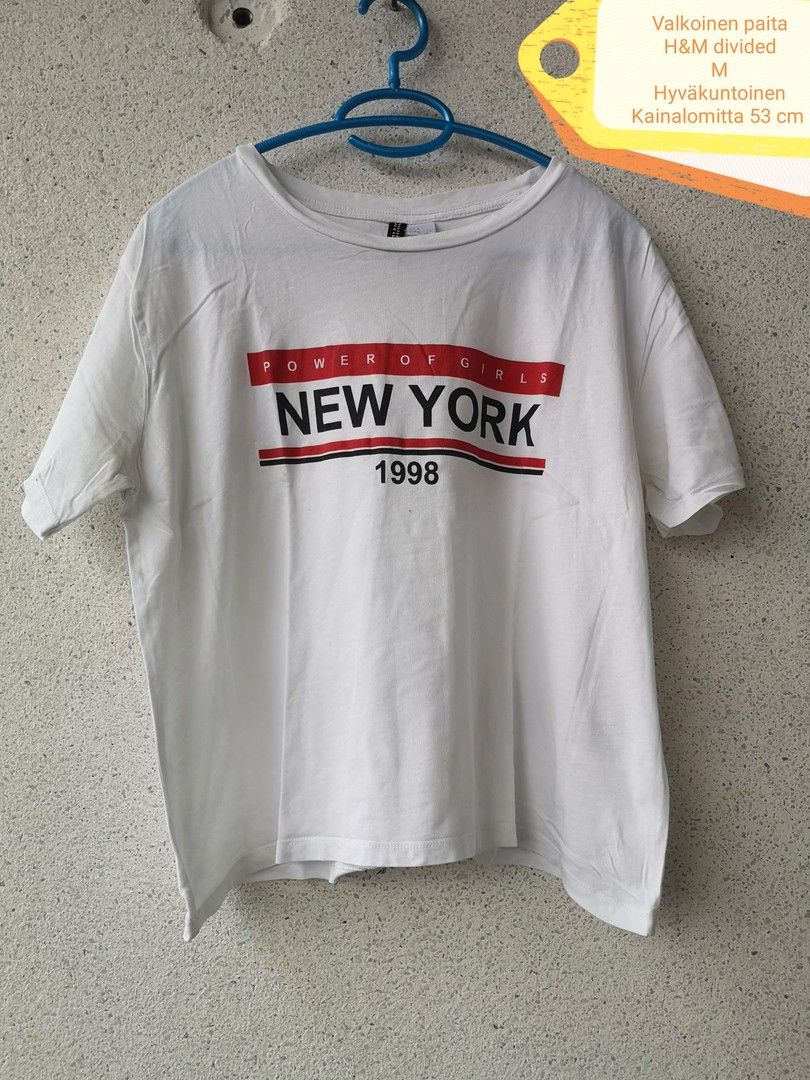 H&M Divided New York valkoinen t-paita M