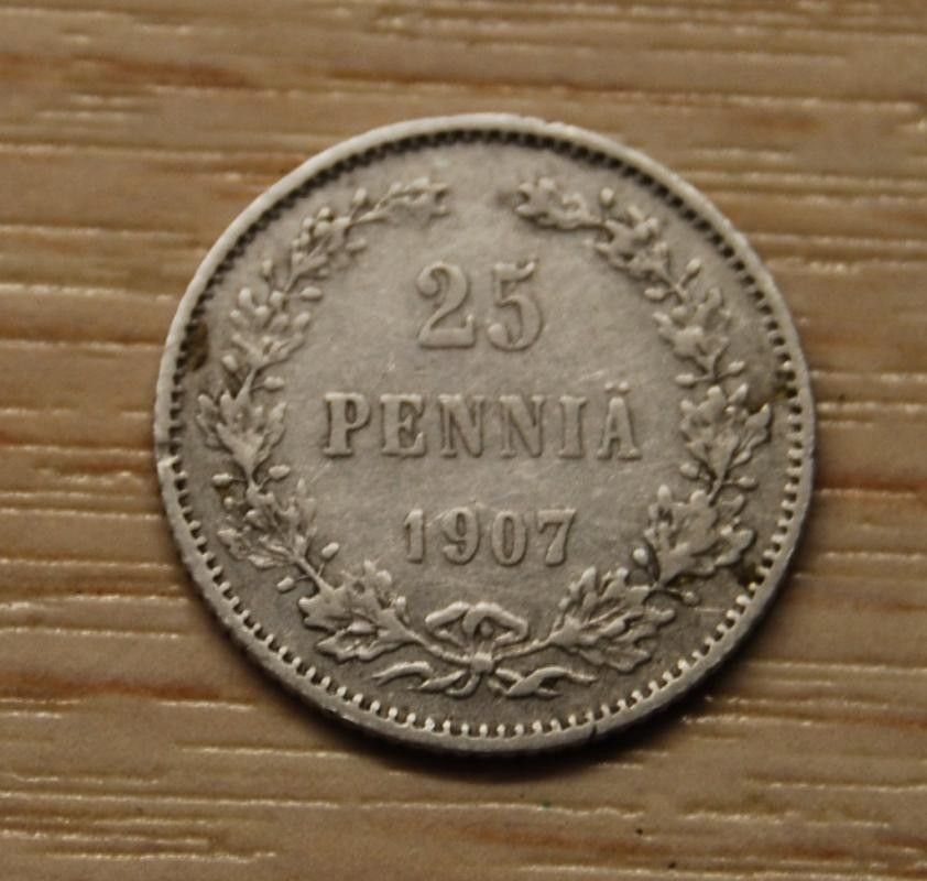 25 penniä 1907 Nikolai II, Hopea
