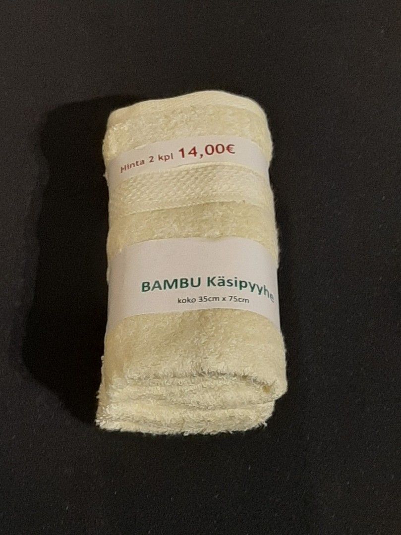 Bambu 2 kpl käsipyyhe, keltainen, setti, UUSI