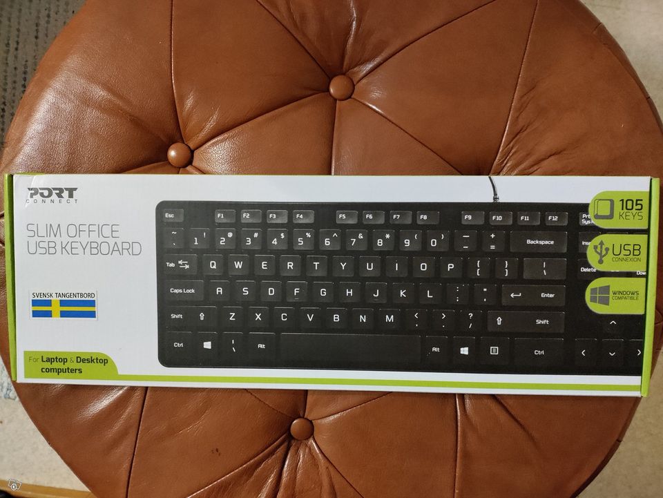 PortConnectSlimOfficeUSBKeyboard,Kevyin,Ohuin,Uusi