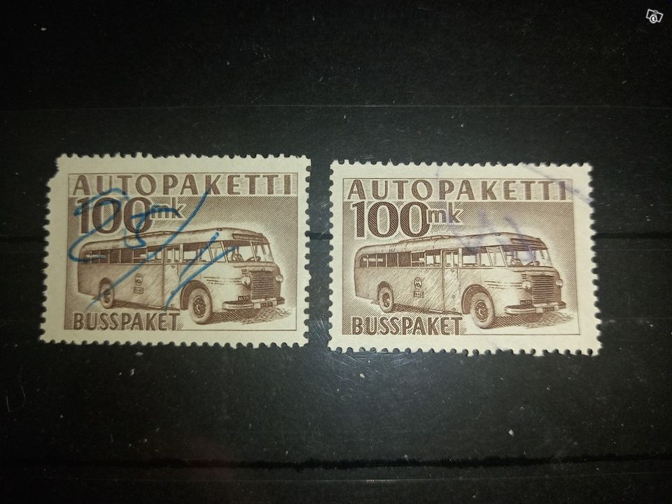 Autopakettimerkit ruskea 100 mk 1952 2 kpl