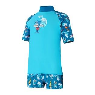 Speedo Short Sleeve Printed Rash Top Set JR - lasten uimapuku 2 YRS / 2 YRS - 3