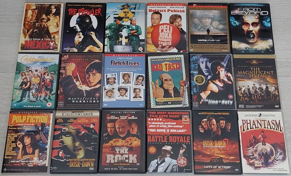 DVD elokuvia: kauhu, kung-fu, komedia ym