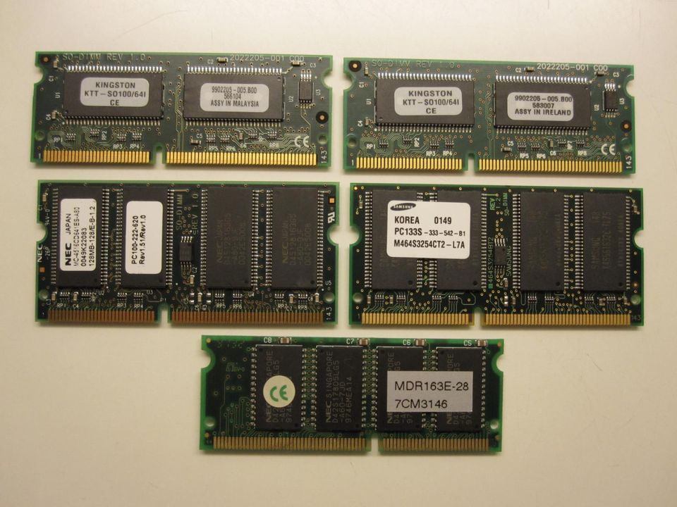 SDRAM SO-DIMM muistipiirejä