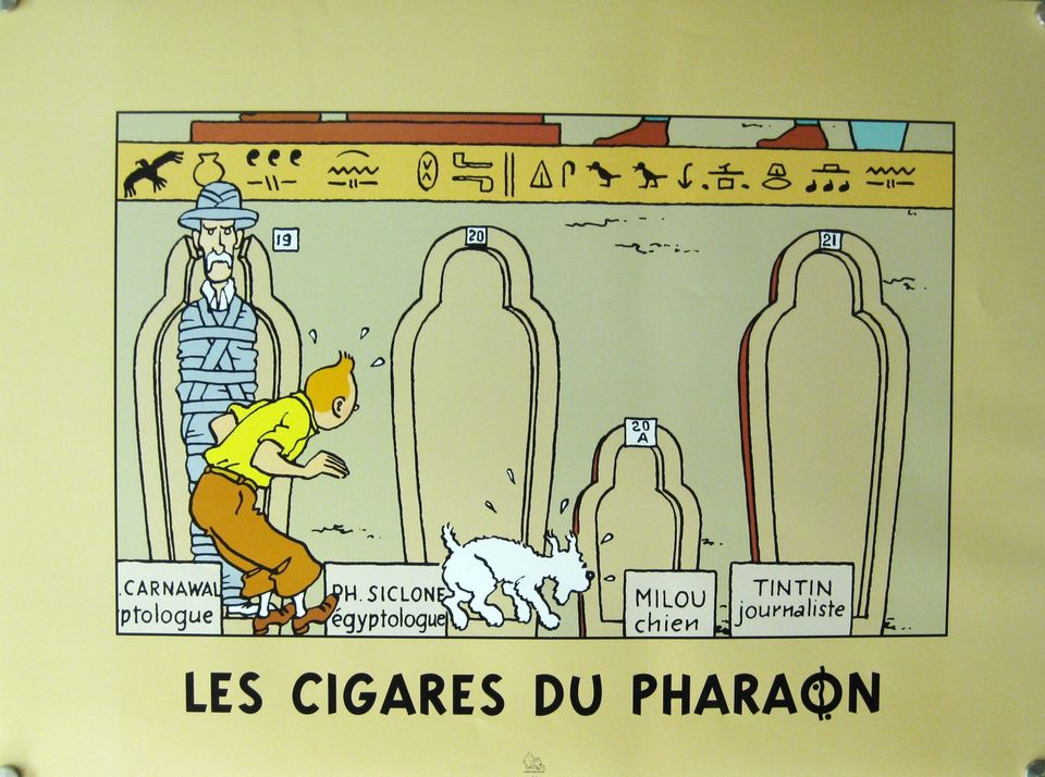 Juliste, yms. 099 Herge Tintti, Tintin Les Cigar