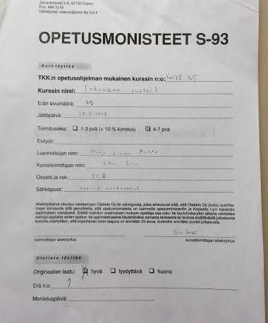 TKK ruotsi Opetusmonisteet