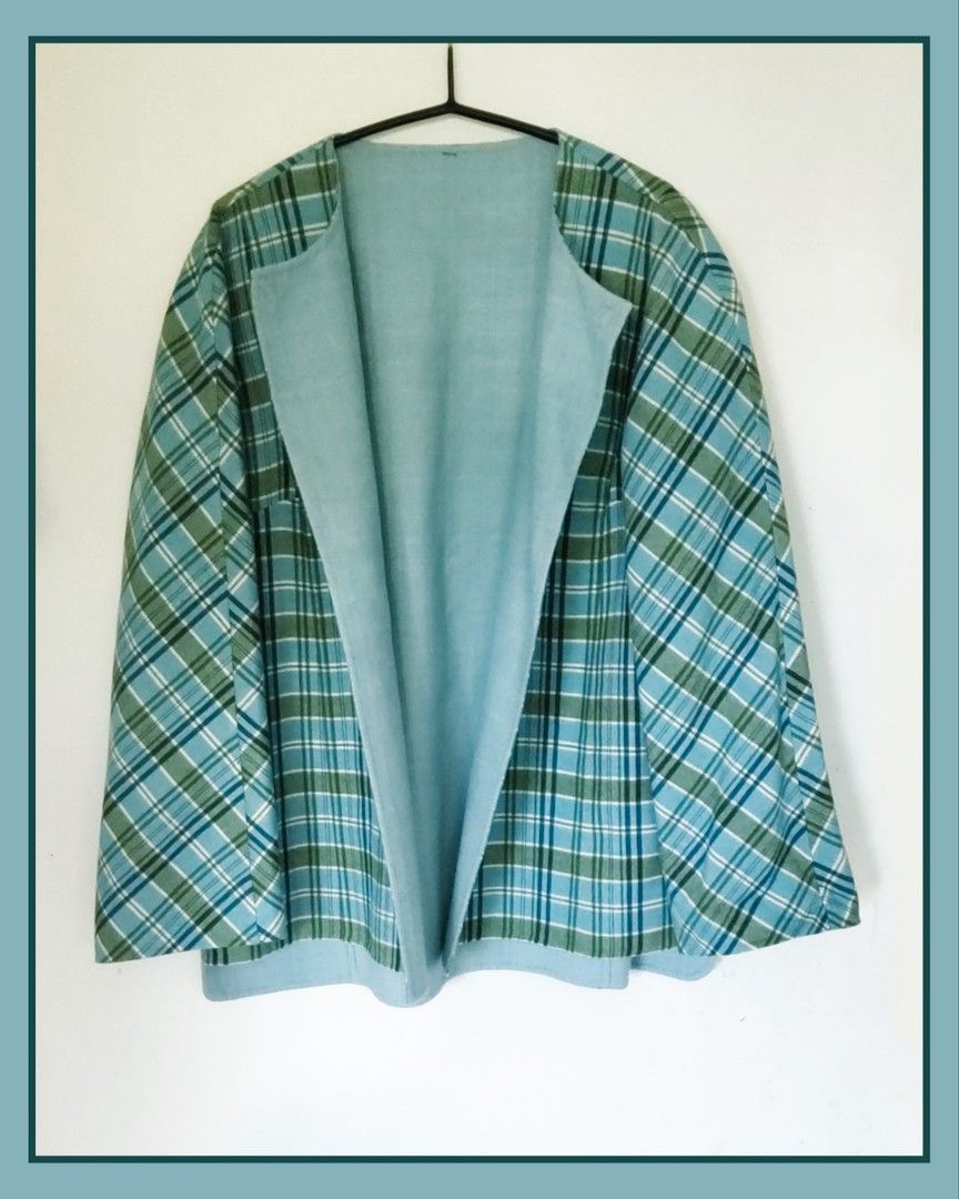Vaaleansininen ja vihreä lyhyt jakku, XL