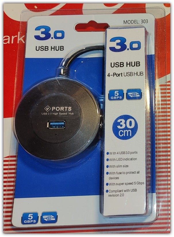 Pyöreä USB 3.0 -keskitin / 4 porttia