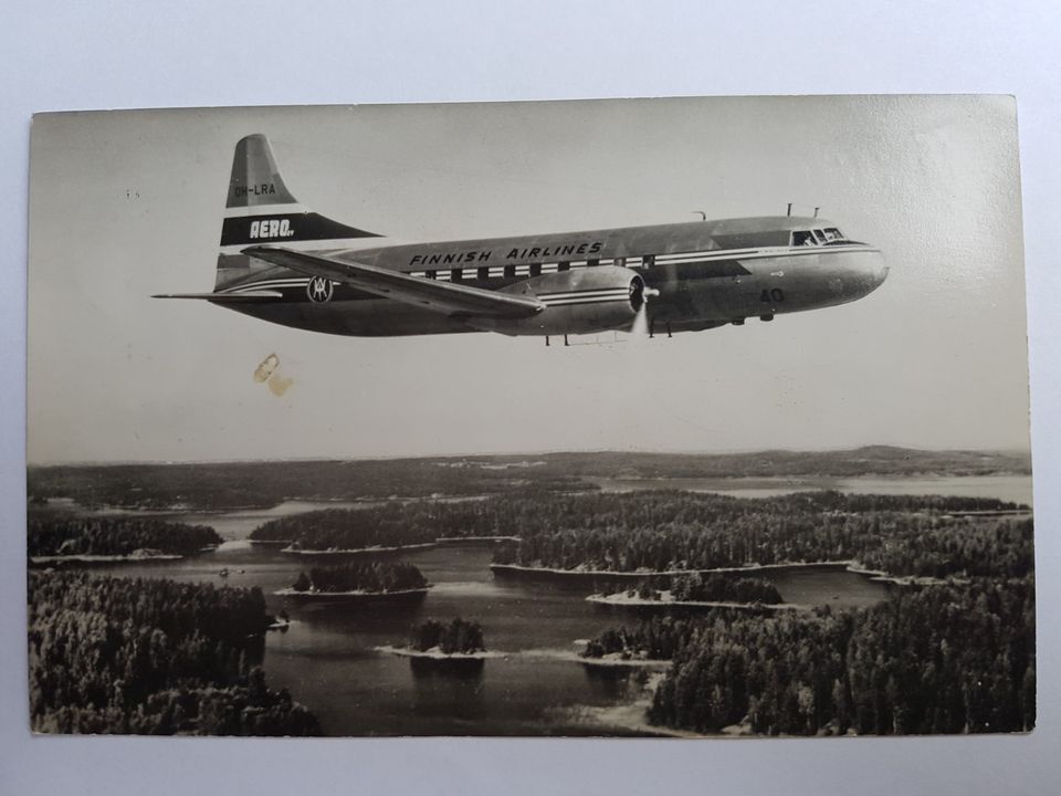 Finnair vanha valokuvapostikortti Convair 340