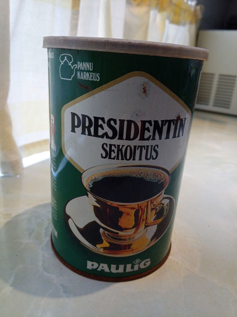 Presidentin sekoitus kahvipurkki