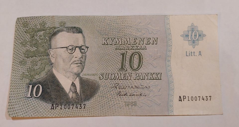 10 markkaa 1963 seteli kuntoluokitus 6-7