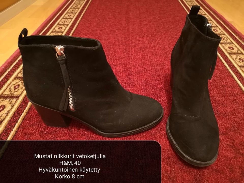 H&M mustat nilkkurit tolppakorolla 40