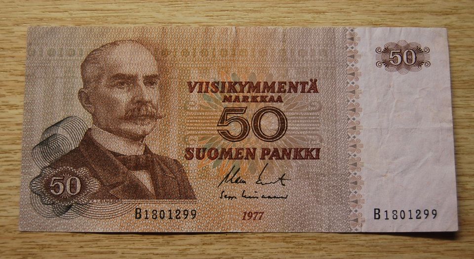 Suomen pankki 50 mk seteli 1977 Ståhlberg