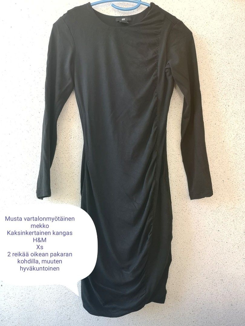 H&M musta pitkähihainen mekko xs