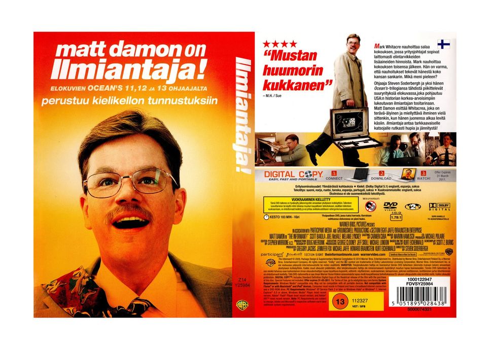 UUSI Ilmiantaja DVD (Matt Damon 2009) - Ilmainen Toimitus